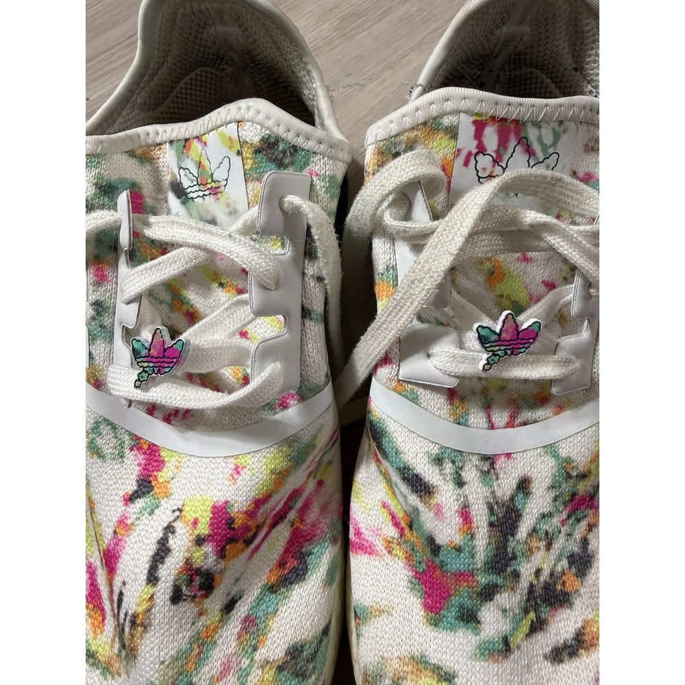 Adidas NMD R1 Watercolor Floral Tie Dye Sneakers GX5372 Mens 9.5 White Multi - Picture 4 of 11